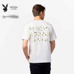 01PB เสื้อยืดคอกลมแขนสั้นปักทับพิมพ์ กระต่ายที่อก และPLAYBOYด้านหลัง - Image 2