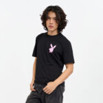 11PB BUNNYZINE เสื้อยืดคอกลมแขนสั้น อกหน้าซ้ายพิมพ์หัวกระต่าย หลังพิมพ์ PLAYBOY