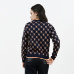 12PB VELVET CHAIN เสื้อถักไหมพรม คอกลม แขนยาวเปิดหน้า ทอลายPB แทรกดิ้นทั้งตัว - Image 3