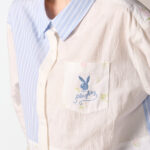 02PB GARDEN KISSED เสื้อเชิ้ต แขนยาว ผ่าหน้าติดกระดุม ตัดแต่งผ้าลายริ้วและลายโลโก้ - Image 3